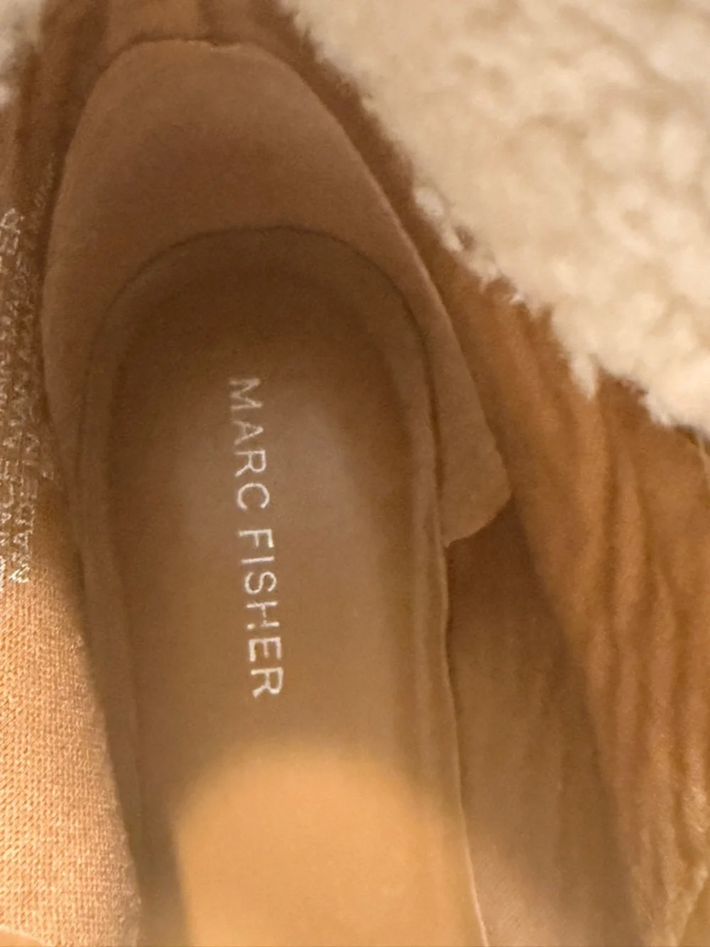 Marc Fisher LTD Izzie Tan Suede Sherpa Hiker Boots - Women's Size 9 Combat Style